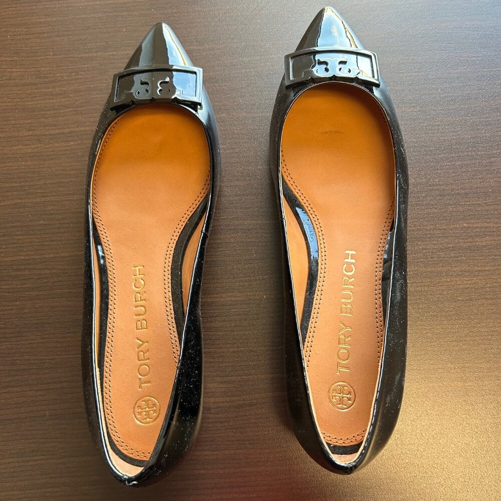 Tory Burch Gigi Flats Black Patent Leather Size 8 1/2 - Never Worn